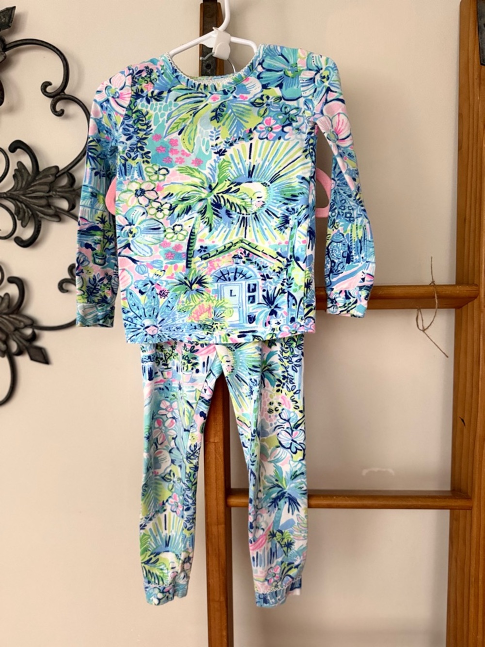 Lilly Pulitzer Kids Tropical Print Pajama Set - Pastel Blue, Pink & Green